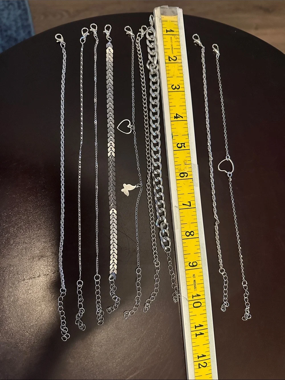 Silver Women's Chain 9 Unkle Bracelets Set - Elegant Heart & Link Styles